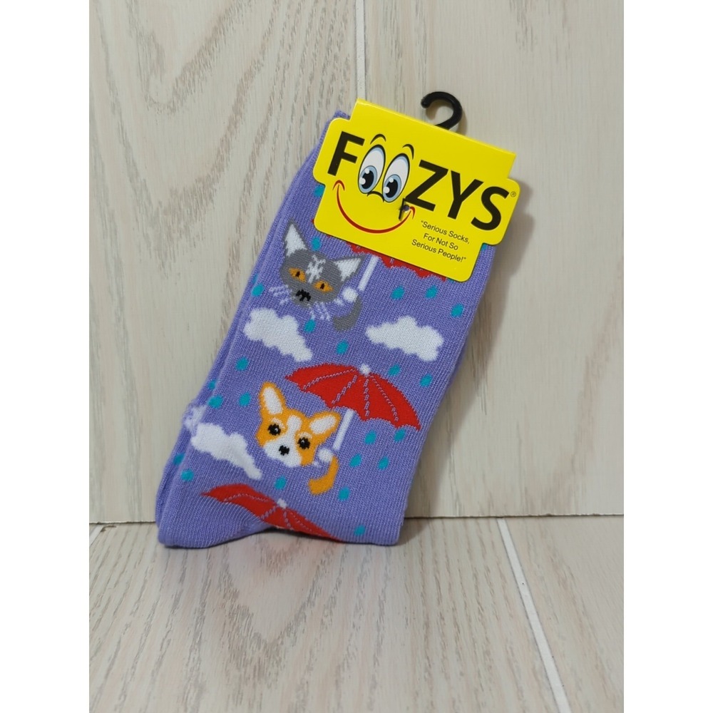 Raining Cats and Dogs purple men women socks One Size sz 9-11 shoe size 6-10